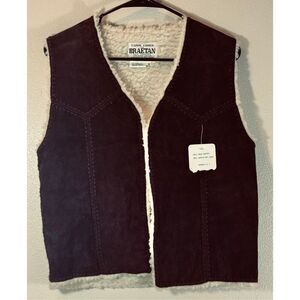 NWT Vintage Carol Cohen for Braetan 100% Leather Sherpa Lined Women's Vest Small